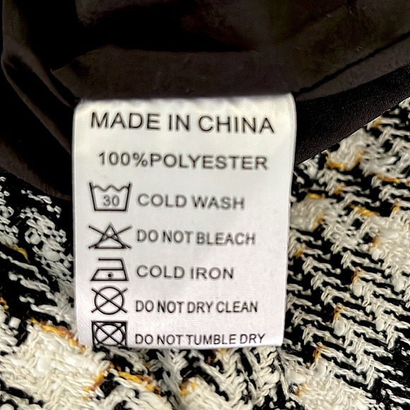 Ivy City Co Anne  Black White Plaid Tweed Mock Neck Sheath Dress Sz L - Picture 13 of 14